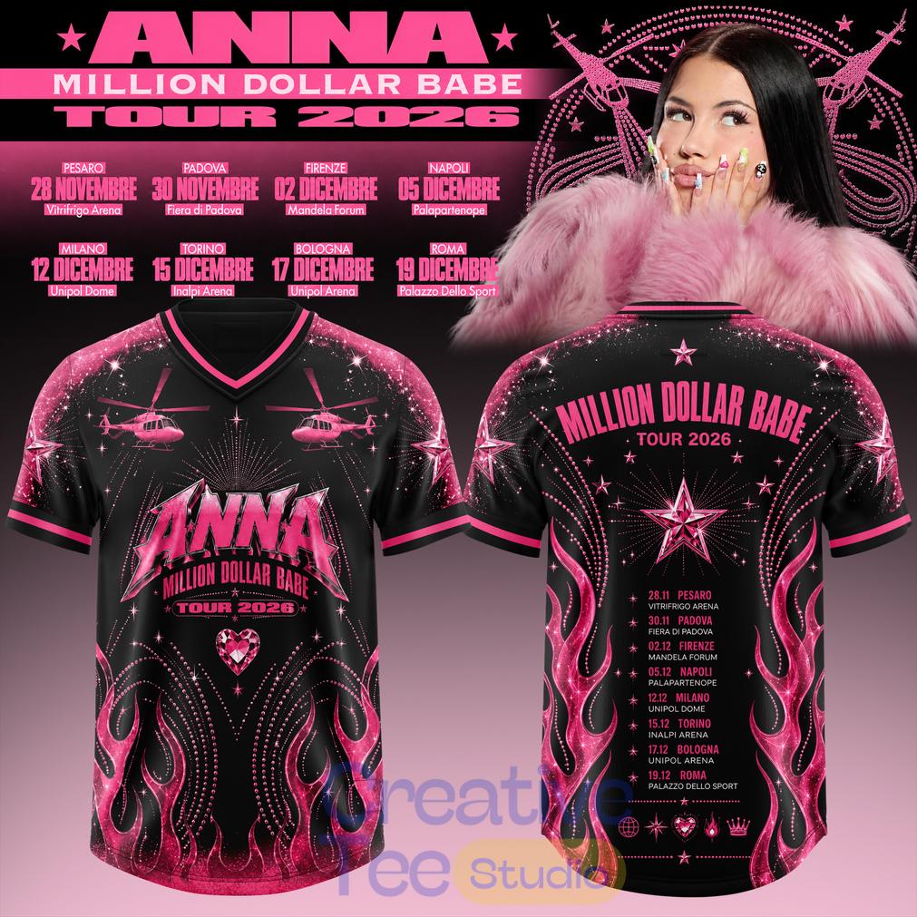 ANNA Million Dollar Babe Tour 2026 White Black Flame Football Jersey ANNA Million Dollar Babe Tour 2026 White Black Flame Football Jersey