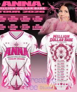 ANNA Million Dollar Babe Tour 2026 White Pink Flame Football Jersey