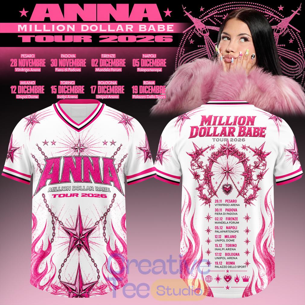 ANNA Million Dollar Babe Tour 2026 White Pink Flame Football Jersey ANNA Million Dollar Babe Tour 2026 White Pink Flame Football Jersey
