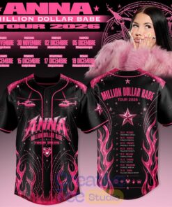ANNA Million Dollar Babe Tour Black Pink Flame Baseball Jersey