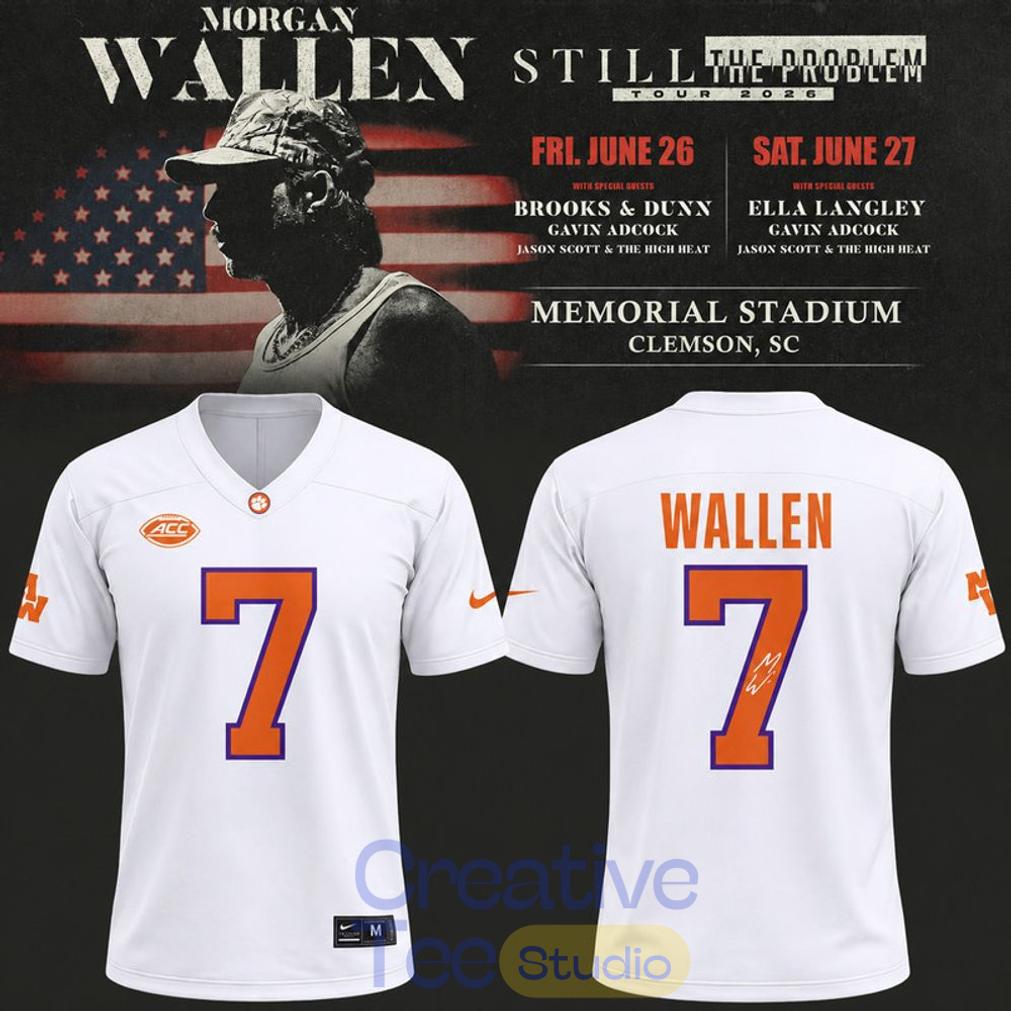 Morgan Wallen x Clemson Tigers White Football Jersey Morgan Wallen x Clemson Tigers White Football Jersey