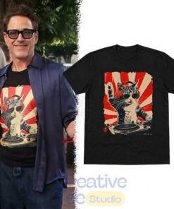 Robert Downey Jr At East Hampton The Invite DJ Cat Wearing Headphones Shirt