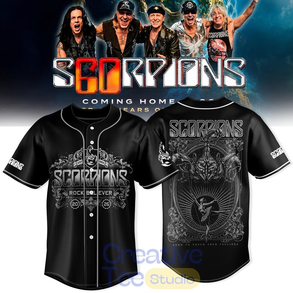 Scorpions Coming Home 2026 World Tour Exclusive Baseball Jersey Scorpions Coming Home 2026 World Tour Exclusive Baseball Jersey