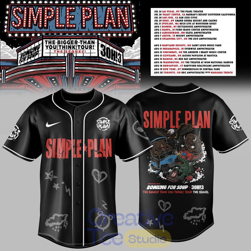 Simple Plan The Bigger Than You Think Tour Premium Baseball Jersey Simple Plan The Bigger Than You Think Tour Premium Baseball Jersey