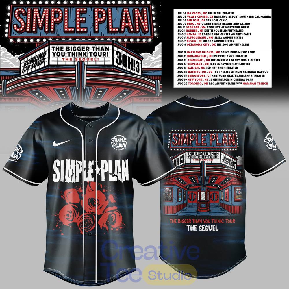 Simple Plan The Bigger Than You Think Tour Premium Baseball Jersey Simple Plan The Bigger Than You Think Tour Premium Baseball Jersey