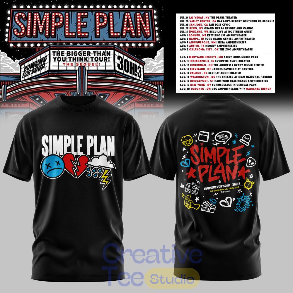 Simple Plan The Bigger Than You Think Tour Premium T-Shirt Simple Plan The Bigger Than You Think Tour Premium T-Shirt