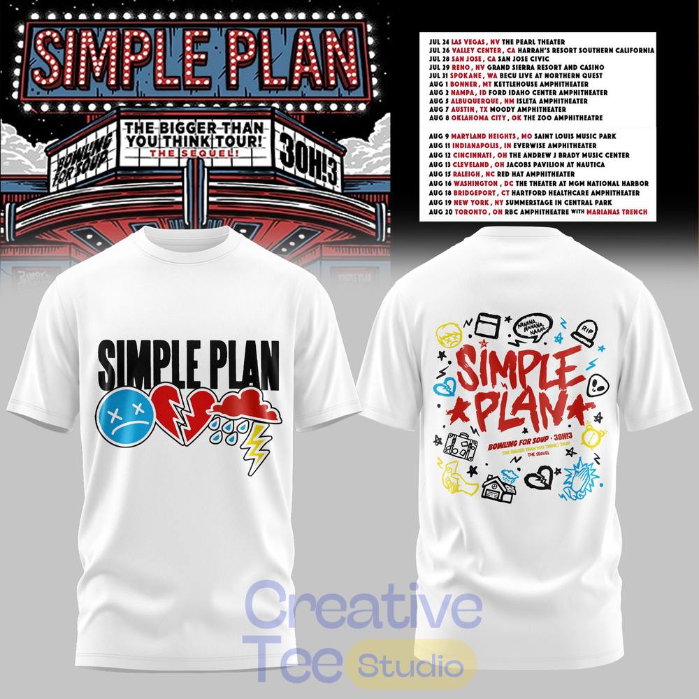 Simple Plan The Bigger Than You Think Tour Premium T-Shirt Simple Plan The Bigger Than You Think Tour Premium T-Shirt