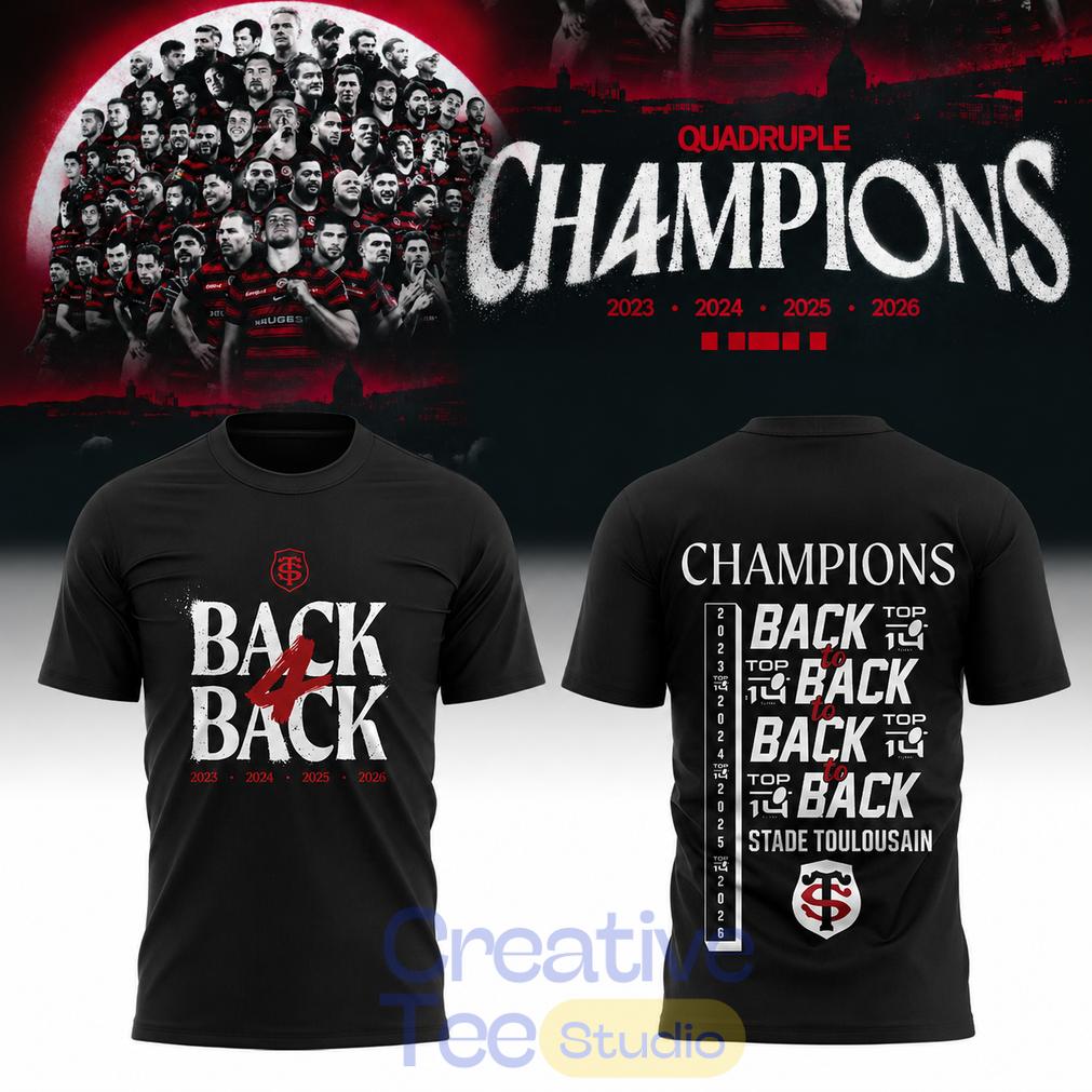 Stade Toulousain Rugby 2026 4-In-A-Row Champions T-Shirt Stade Toulousain Rugby 2026 4-In-A-Row Champions T-Shirt