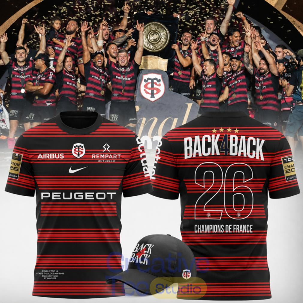 Stade Toulousain Rugby 2026 4-In-A-Row Champions T-Shirt Stade Toulousain Rugby 2026 4-In-A-Row Champions T-Shirt