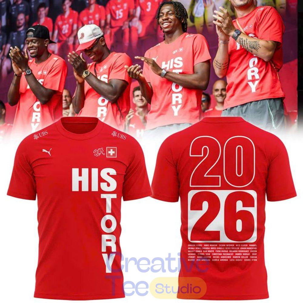 Switzerland National Team “HISTORY 2026” Limited Edition Red T-Shirt Switzerland National Team “HISTORY 2026” Limited Edition Red T-Shirt