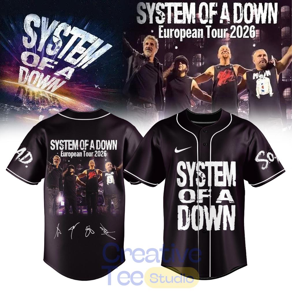 System of a Down “Europe-UK Stadium Tour 2026” Signature Baseball Jersey System of a Down “Europe-UK Stadium Tour 2026” Signature Baseball Jersey