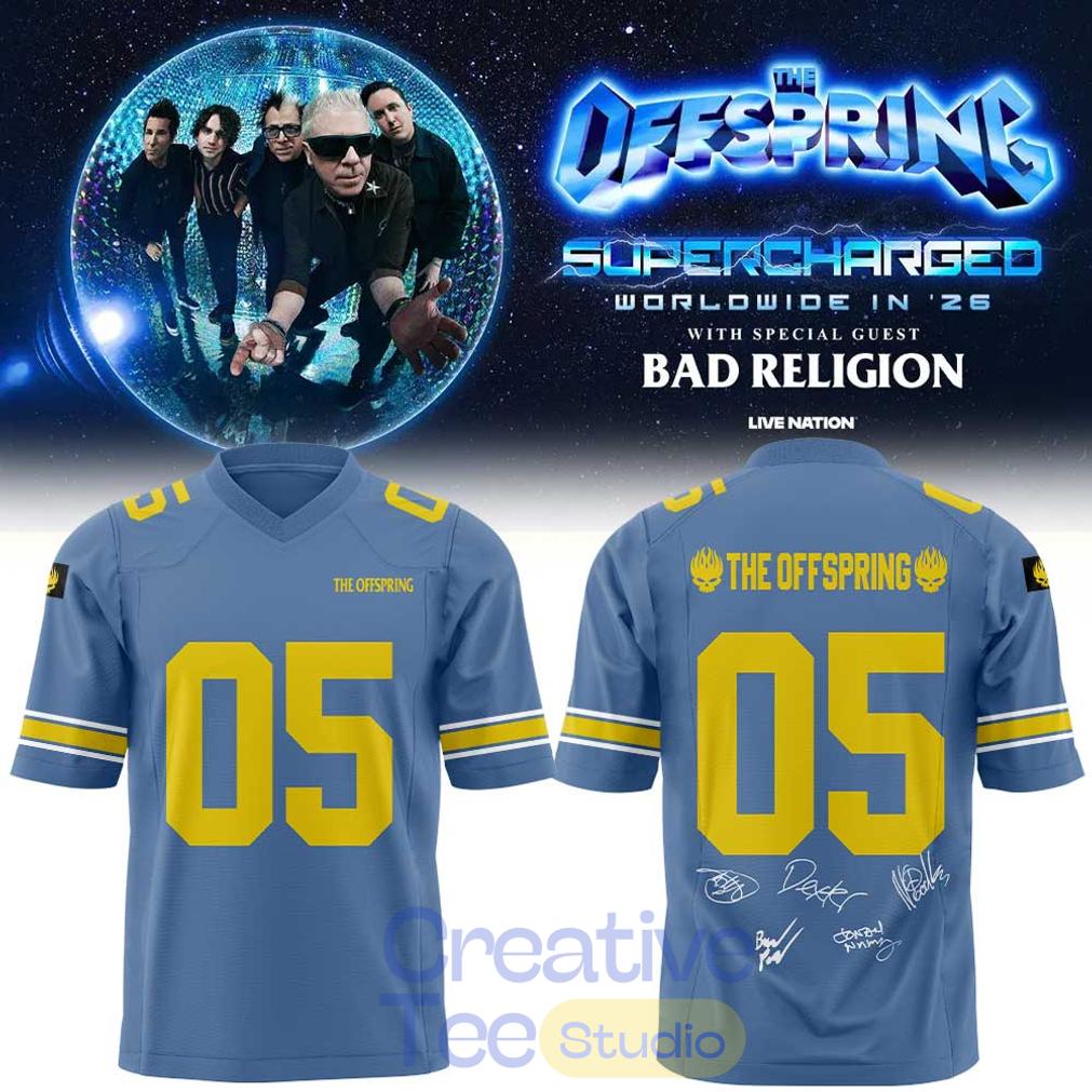 The Offspring SUPERCHARGED Worldwide in ’26 North American Tour Football Jersey The Offspring SUPERCHARGED Worldwide in ’26 North American Tour Football Jersey