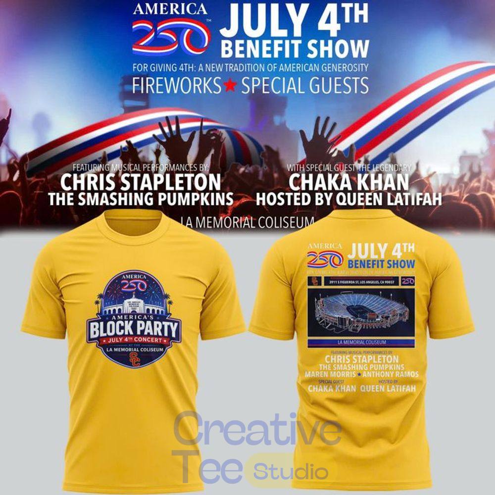 Trojans x America250 July 4th Benefit Show 2026 Yellow T-Shirt Trojans x America250 July 4th Benefit Show 2026 Yellow T-Shirt