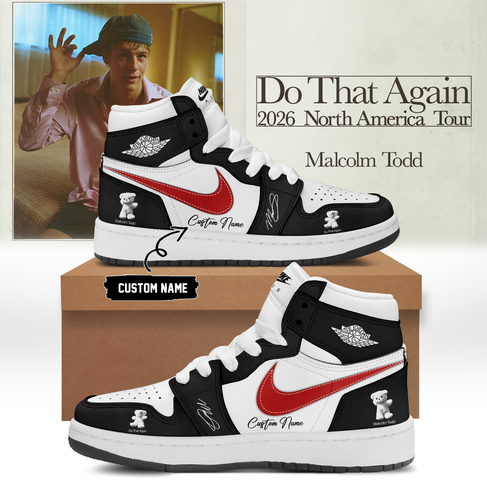 Malcolm Todd Do That Again Tour 2026 Custom AJ1 Shoes v5 Malcolm Todd Do That Again Tour 2026 Custom AJ1 Shoes v5