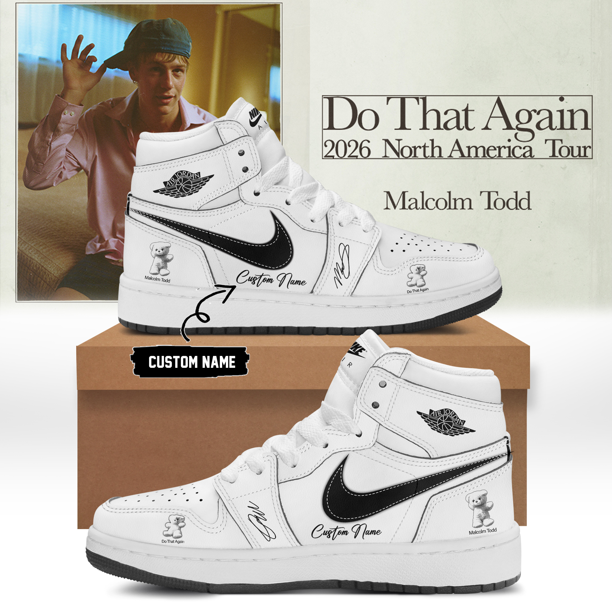 Malcolm Todd Do That Again Tour 2026 Custom AJ1 Shoes v3 Malcolm Todd Do That Again Tour 2026 Custom AJ1 Shoes v3