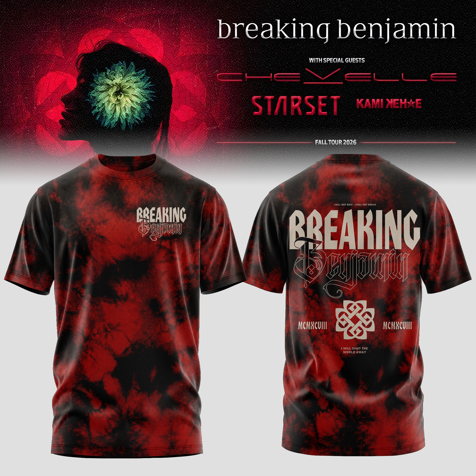 Breaking Benjamin American Tour 2026 Streetwear 3D Graphic Tee Breaking Benjamin American Tour 2026 Streetwear 3D Graphic Tee