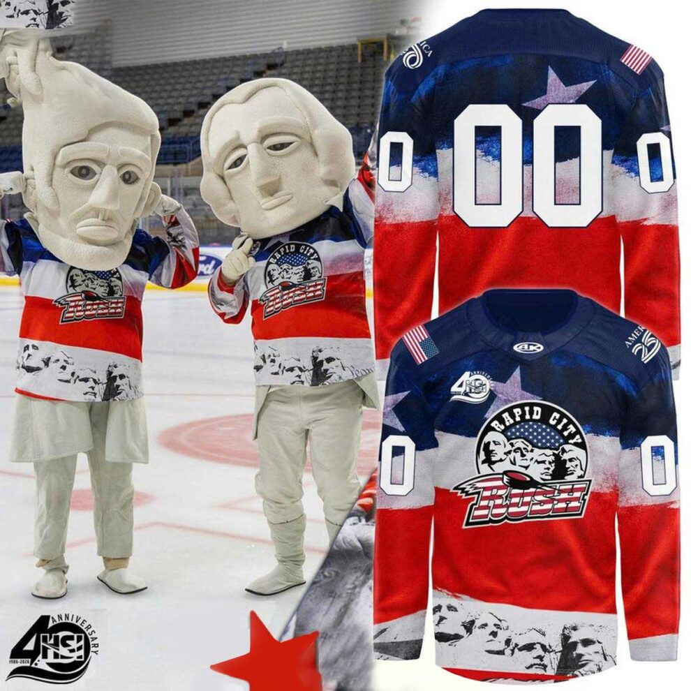 Limited Edition Rapid City Rush 2026 USA Patriot Night Custom Hockey Jersey Limited Edition Rapid City Rush 2026 USA Patriot Night Custom Hockey Jersey
