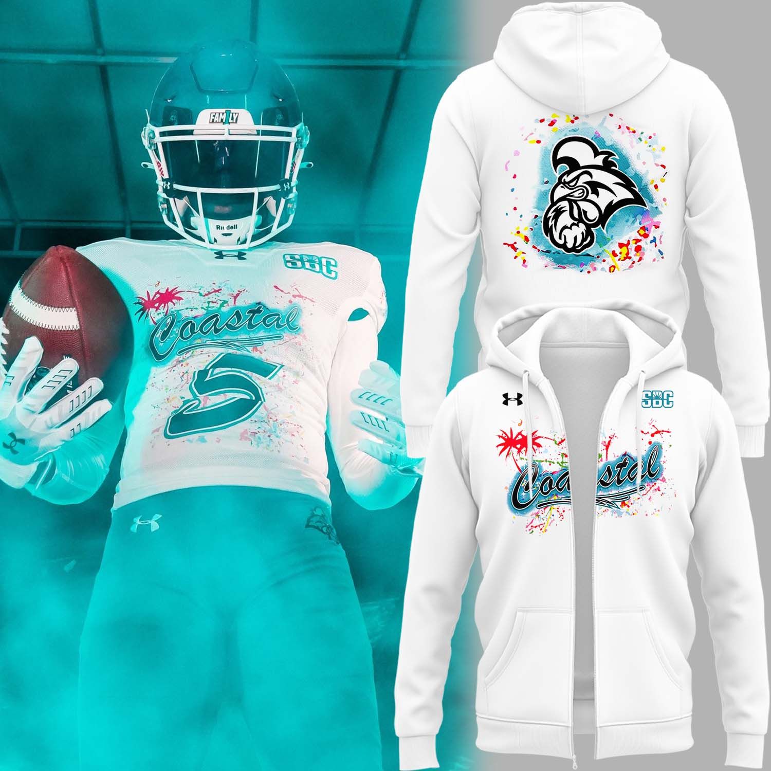 Special New Coastal Football Uniform Zip Hoodie Special New Coastal Football Uniform Zip Hoodie
