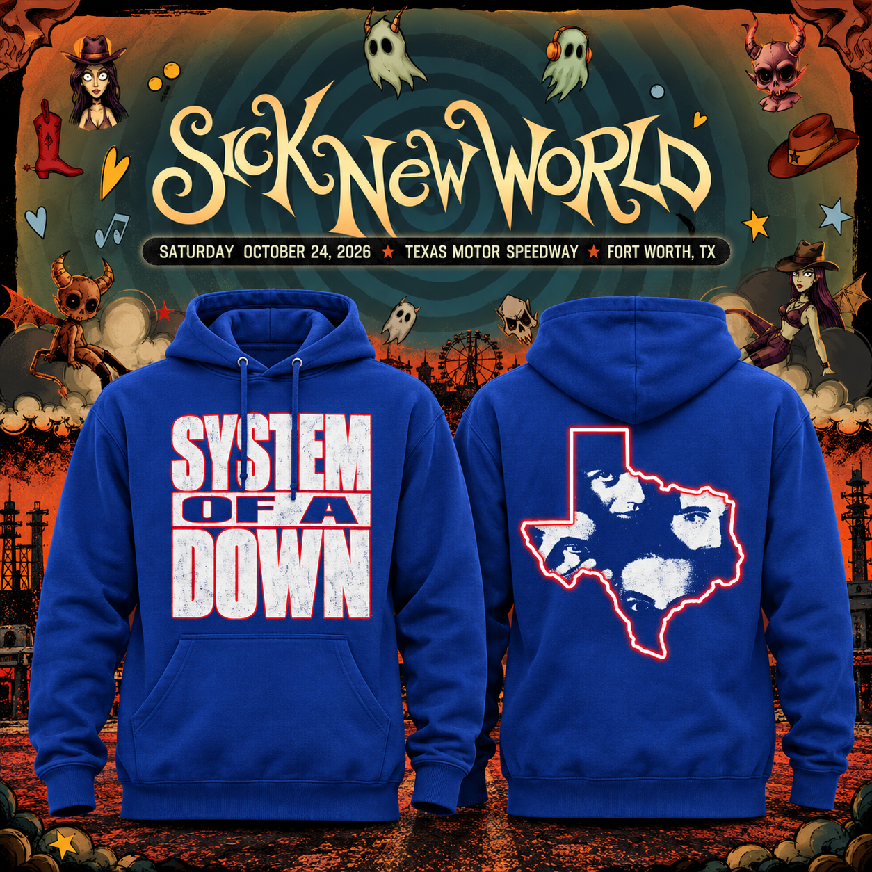 Limited Edition SOAD Sick New World Texas 2026 Hoodie Limited Edition SOAD Sick New World Texas 2026 Hoodie