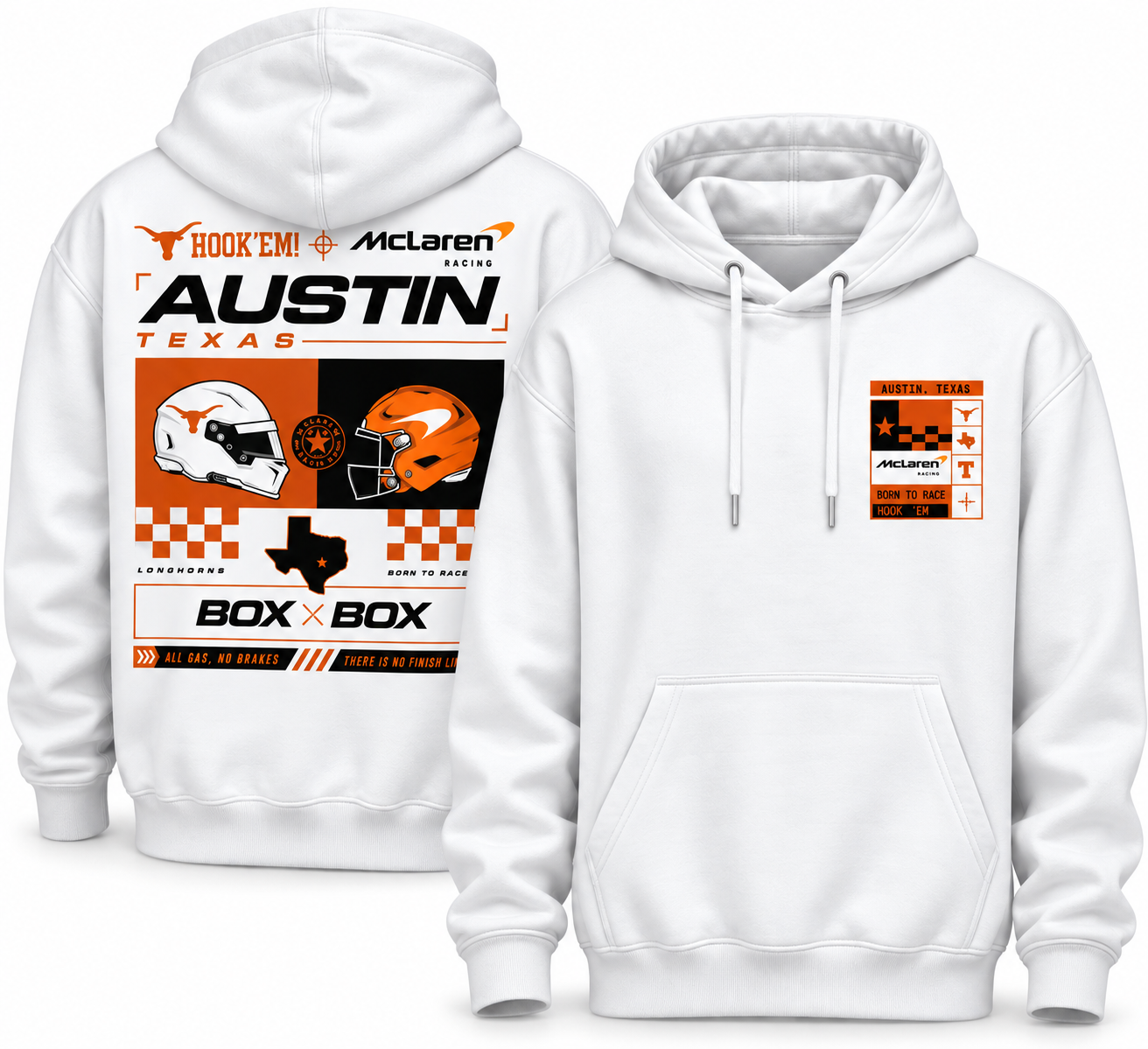 The limited-edition Texas Longhorns x McLaren hoodie comes in 3 colors The limited-edition Texas Longhorns x McLaren hoodie comes in 3 colors