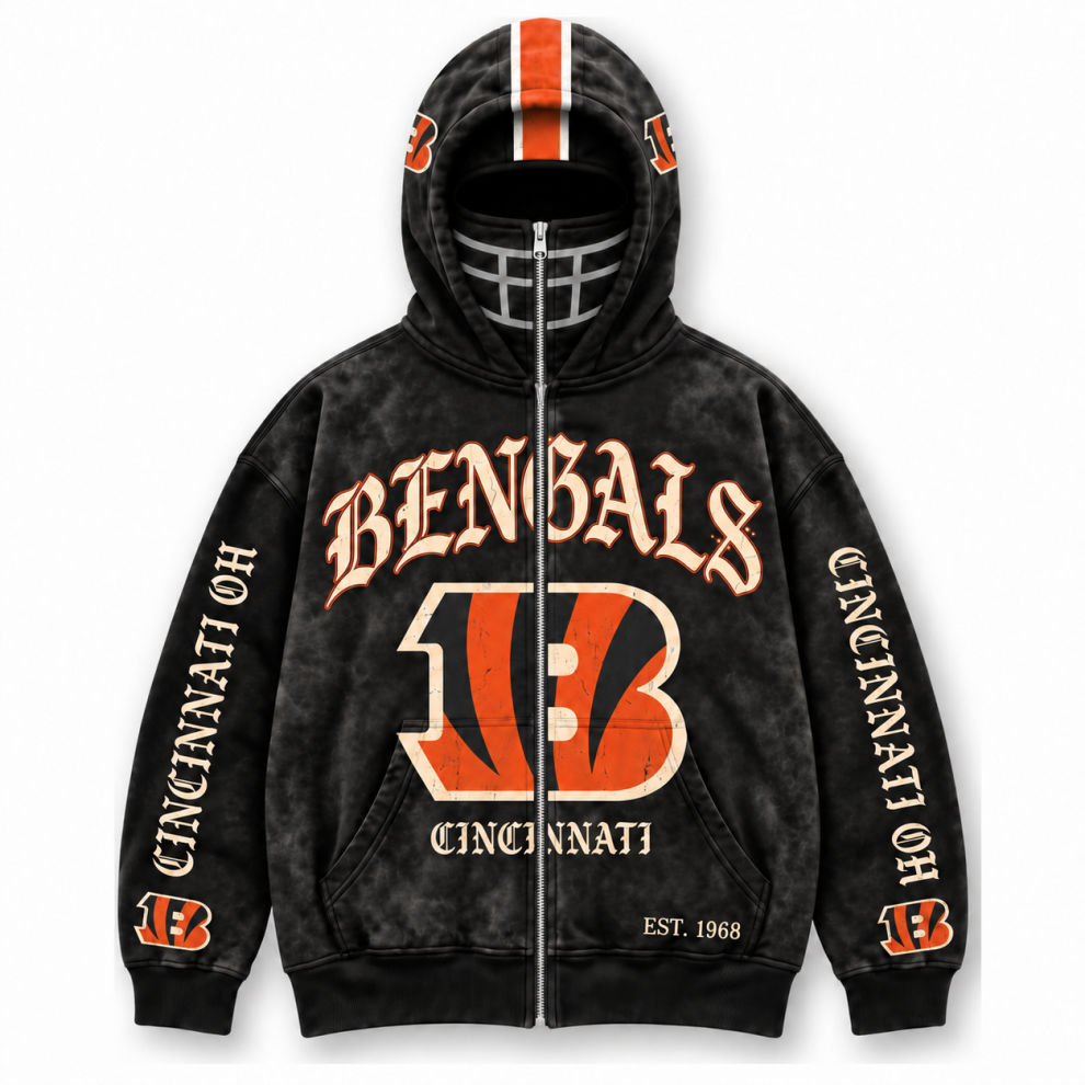 Limited Edition full-face zip-up hood featuring football helmet grill graphics Hoodie Limited Edition full-face zip-up hood featuring football helmet grill graphics Hoodie