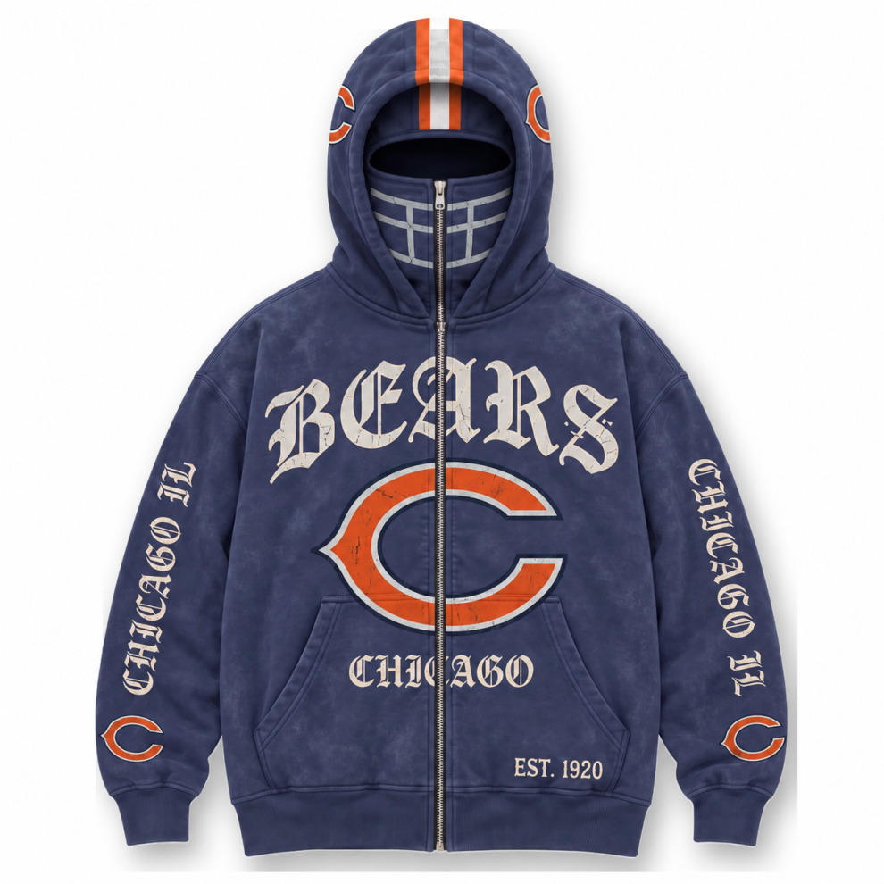 Limited Edition full-face zip-up hood featuring football helmet grill graphics Hoodie Limited Edition full-face zip-up hood featuring football helmet grill graphics Hoodie