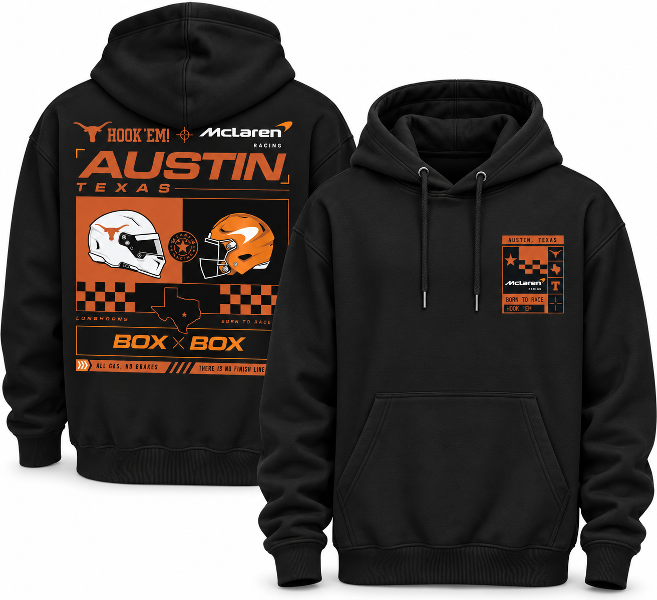 The limited-edition Texas Longhorns x McLaren hoodie comes in 3 colors The limited-edition Texas Longhorns x McLaren hoodie comes in 3 colors