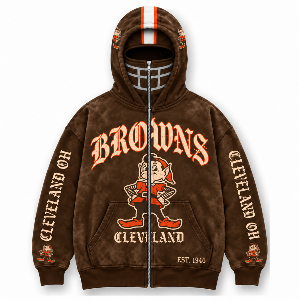 Limited Edition full-face zip-up hood featuring football helmet grill graphics Hoodie Limited Edition full-face zip-up hood featuring football helmet grill graphics Hoodie