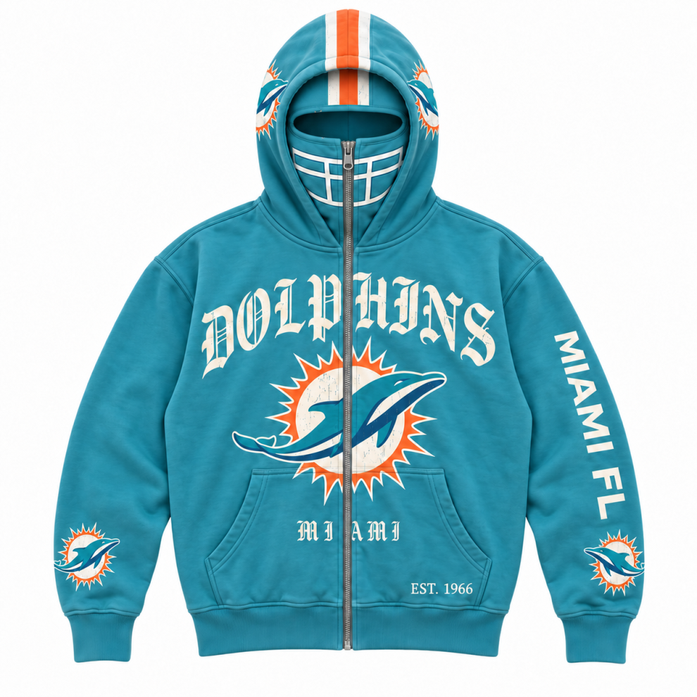 Limited Edition full-face zip-up hood featuring football helmet grill graphics Hoodie Limited Edition full-face zip-up hood featuring football helmet grill graphics Hoodie