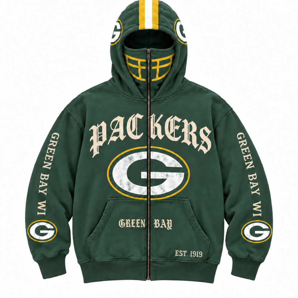 Limited Edition full-face zip-up hood featuring football helmet grill graphics Hoodie Limited Edition full-face zip-up hood featuring football helmet grill graphics Hoodie