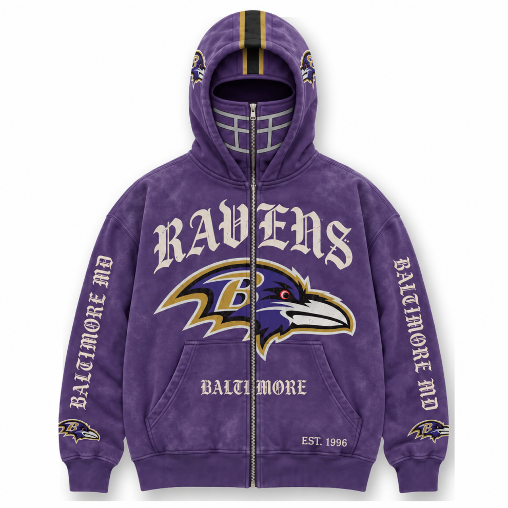 Limited Edition full-face zip-up hood featuring football helmet grill graphics Hoodie Limited Edition full-face zip-up hood featuring football helmet grill graphics Hoodie