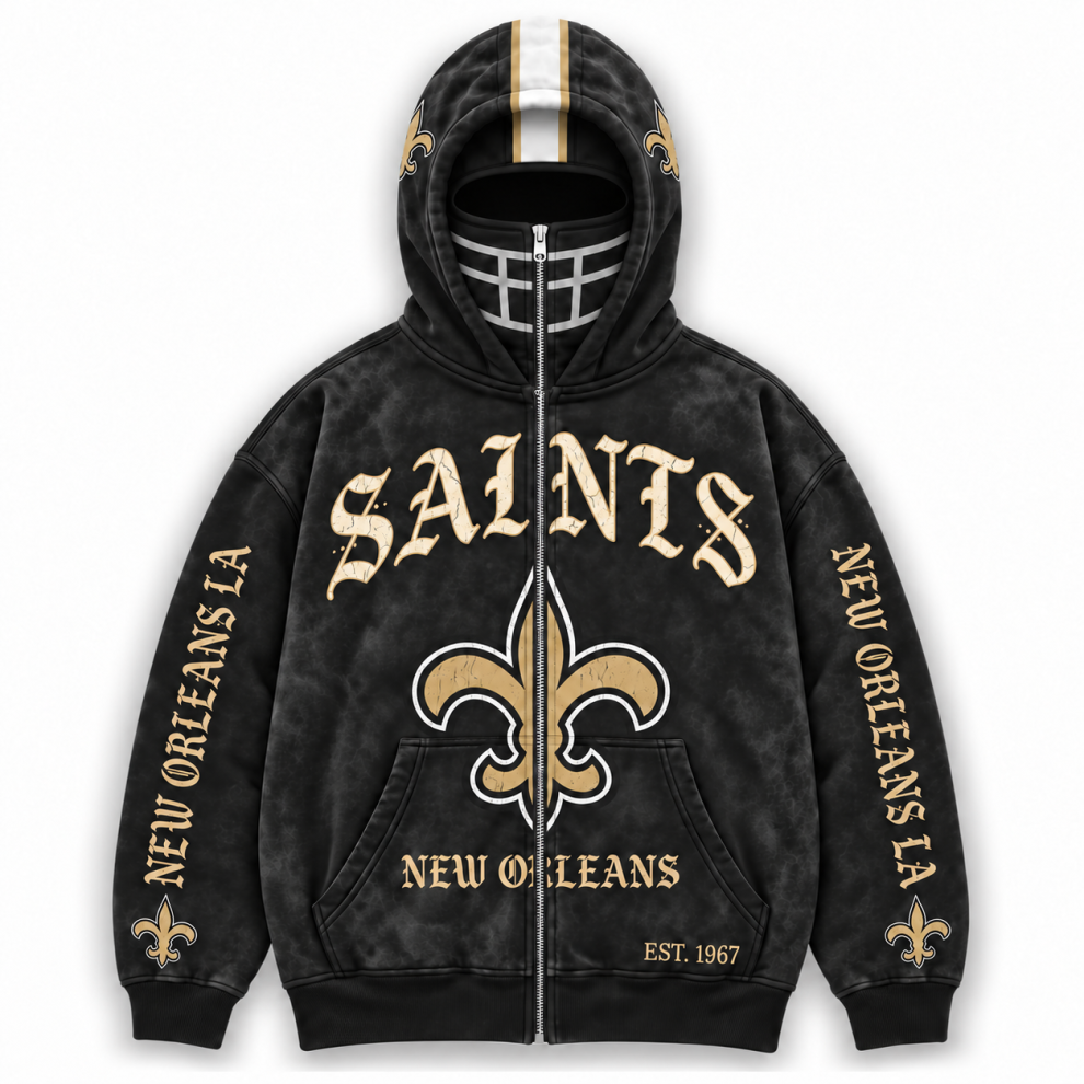 Limited Edition full-face zip-up hood featuring football helmet grill graphics Hoodie Limited Edition full-face zip-up hood featuring football helmet grill graphics Hoodie