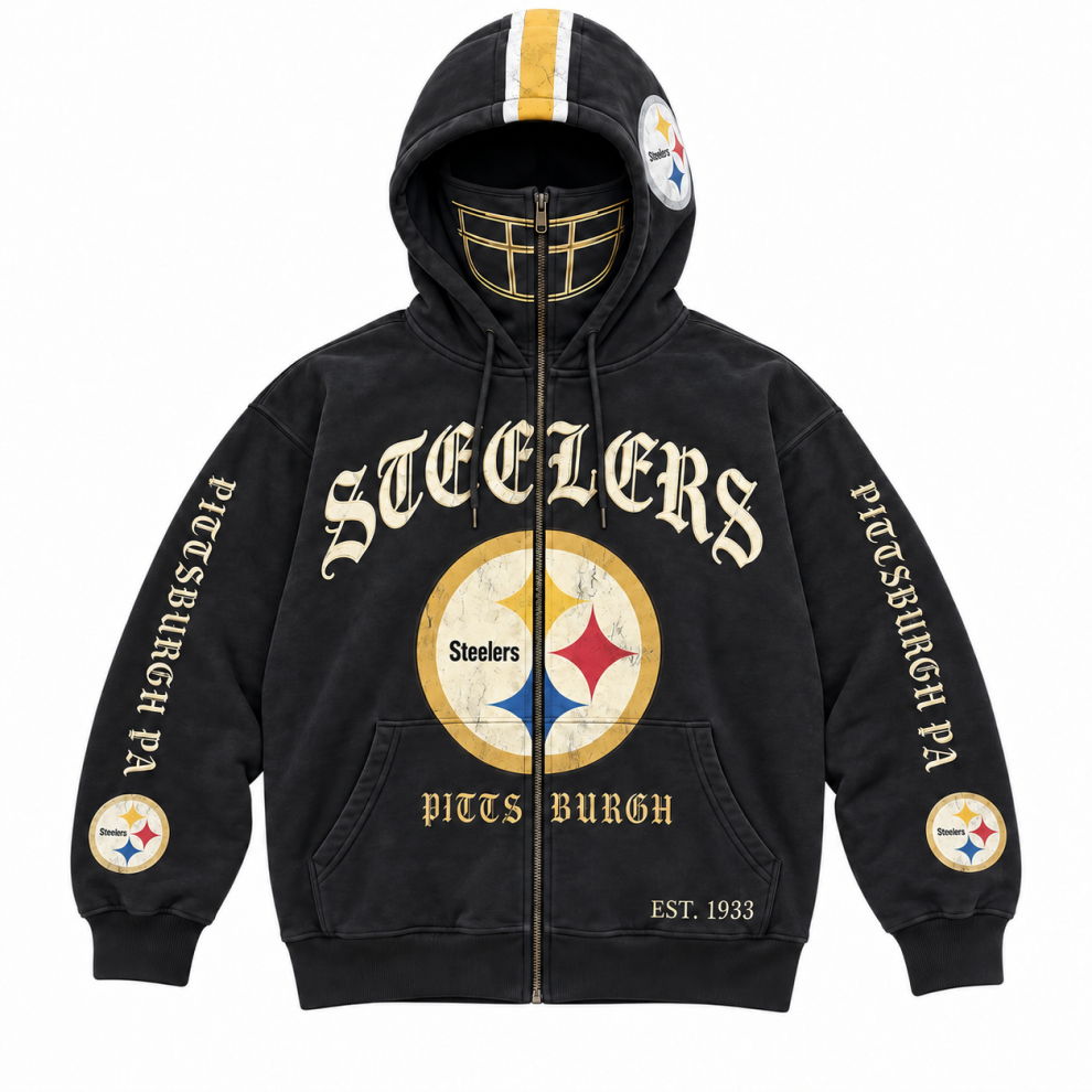 Limited Edition full-face zip-up hood featuring football helmet grill graphics Hoodie Limited Edition full-face zip-up hood featuring football helmet grill graphics Hoodie