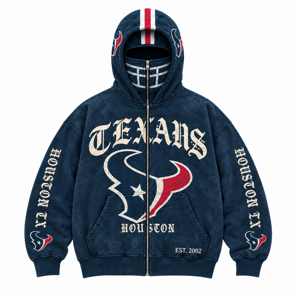 Limited Edition full-face zip-up hood featuring football helmet grill graphics Hoodie Limited Edition full-face zip-up hood featuring football helmet grill graphics Hoodie