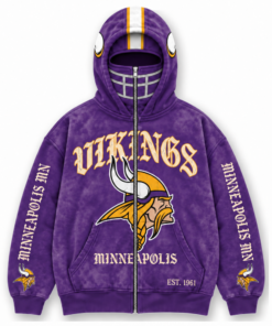 Limited Edition full-face zip-up hood featuring football helmet grill graphics Hoodie