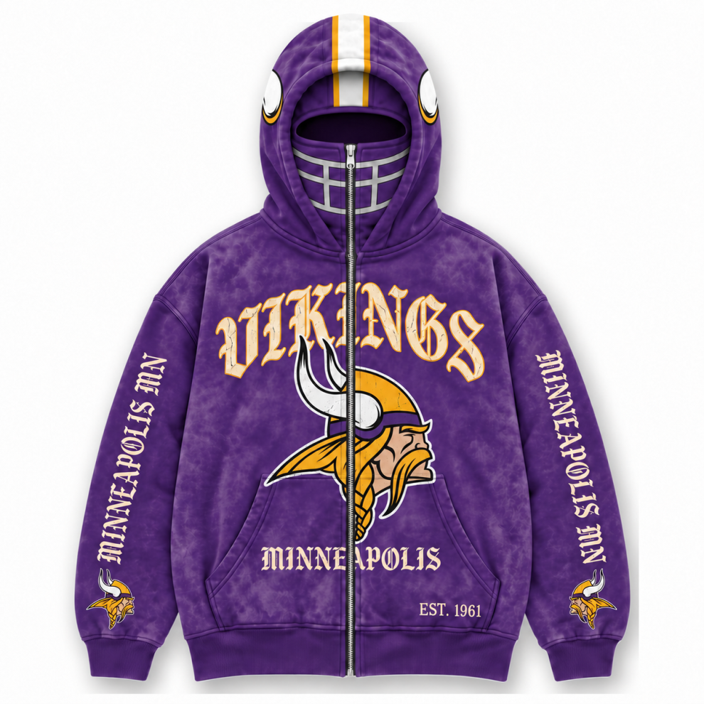 Limited Edition full-face zip-up hood featuring football helmet grill graphics Hoodie Limited Edition full-face zip-up hood featuring football helmet grill graphics Hoodie