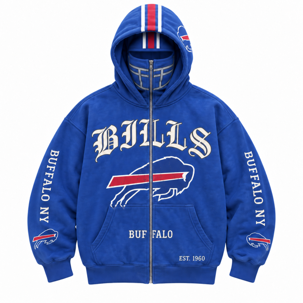 Limited Edition full-face zip-up hood featuring football helmet grill graphics Hoodie Limited Edition full-face zip-up hood featuring football helmet grill graphics Hoodie