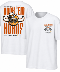 The limited-edition Texas Longhorns x McLaren Tshirt comes in 3 colors