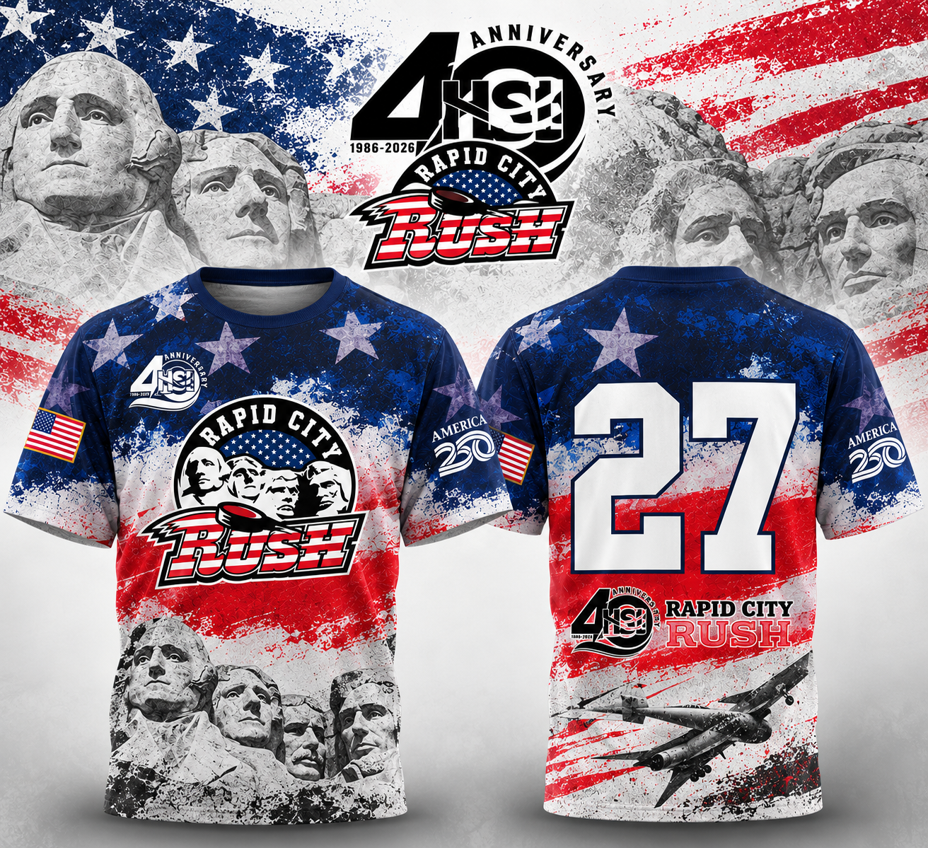 Limited Edition Rapid City Rush 2026 USA Patriot Night Tshirt Limited Edition Rapid City Rush 2026 USA Patriot Night Tshirt