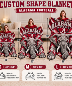 Limited Editon Alabama Crimson Tide Elephant Custom Shape Blanket