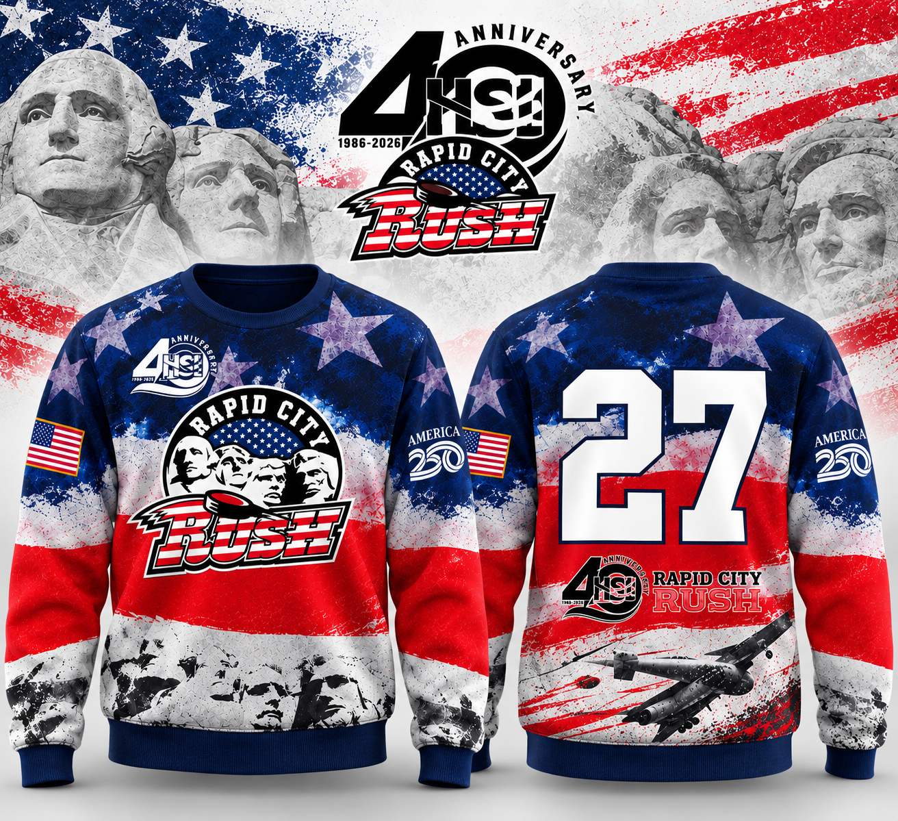 Limited Edition Rapid City Rush 2026 USA Patriot Night Sweatshirt Limited Edition Rapid City Rush 2026 USA Patriot Night Sweatshirt