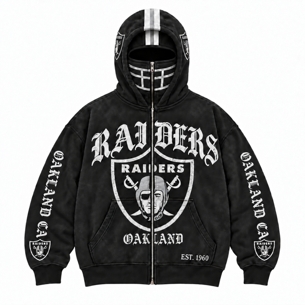 Limited Edition full-face zip-up hood featuring football helmet grill graphics Hoodie Limited Edition full-face zip-up hood featuring football helmet grill graphics Hoodie